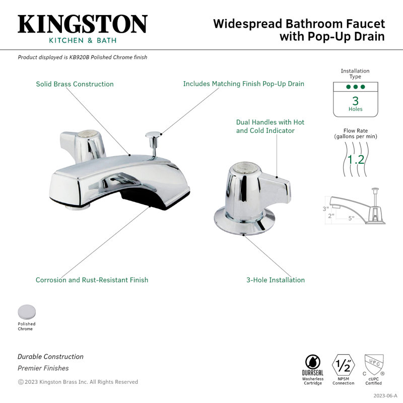 Robinet de salle de bain espacé Kingston