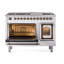 ILVE Nostalgie II Noblesse 48 inch Dual Fuel Range (8 Sealed Burners + Griddle, Triple Glass Door, RAL)-803415098-803415097