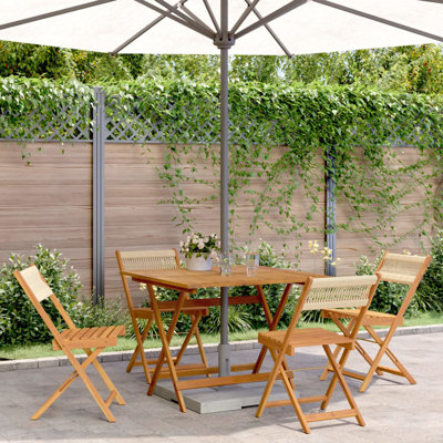 4 - Person Acacia Wood Patio Dining Set with Square Table