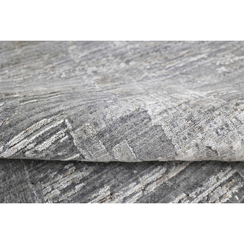 Abstract Area Rug in Ivory, Rectangle 6' x 9'