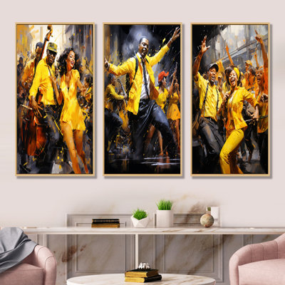 Yellow Jazz Dance Fusion - Dance Wall Art Living Room Set Of 3