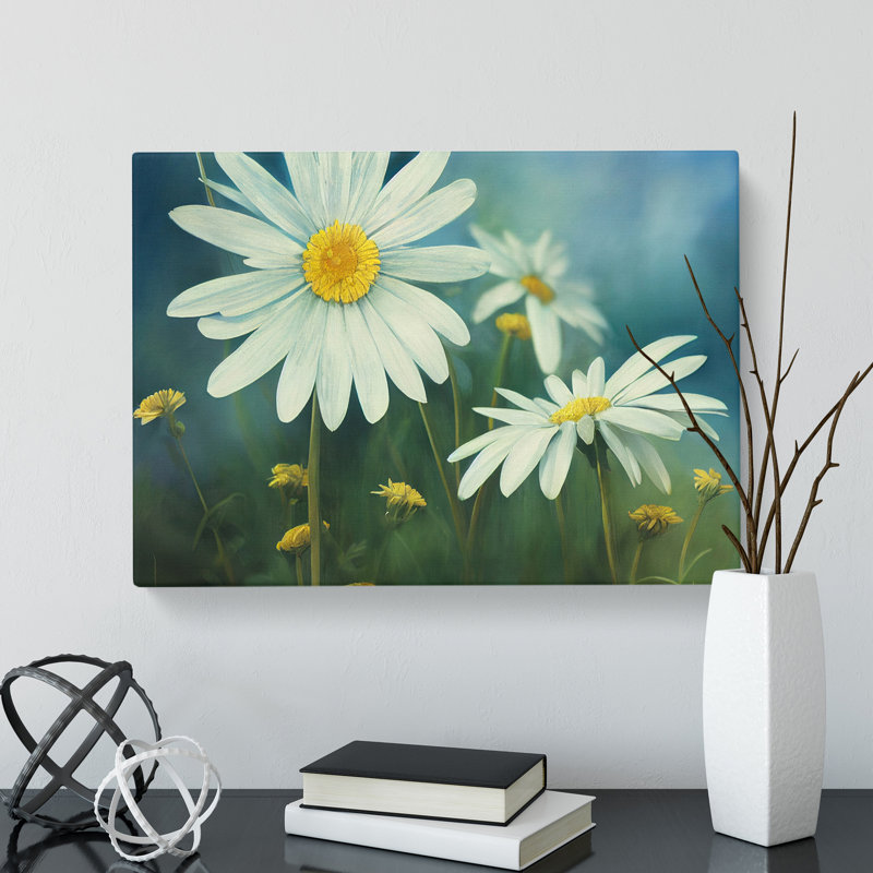Elegant Daisy Flowers - Wrapped Canvas, 50cm H x 76cm W x 3cm D