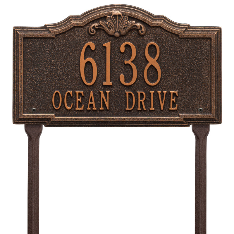 Gatewood Personalized Standard 2-Line Lawn Address Sign, Oil Rubbed Bronze, Yes