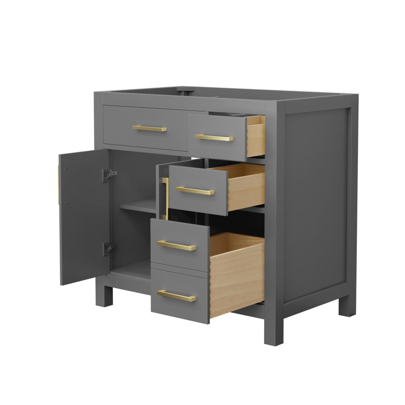 Base de meuble-lavabo simple autoportante 35,25 po Beckett, Dark Grey/Brushed Gold