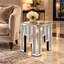 Table d'appoint Cr écrasée Diamond - Table d'appoint en miroir et table de canapé pour le décor du salon, table de chevet argentée incrustée de cristal avec plateau en verre pour la chambre à coucher