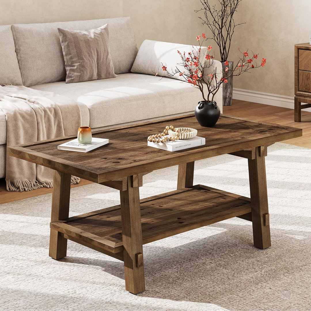 47.2" Rectangular Solid Wood Coffee Table