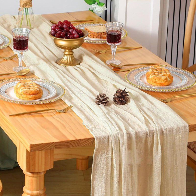 Paquet de 2 chemins de table en étamine 10 pi 120 po Boho