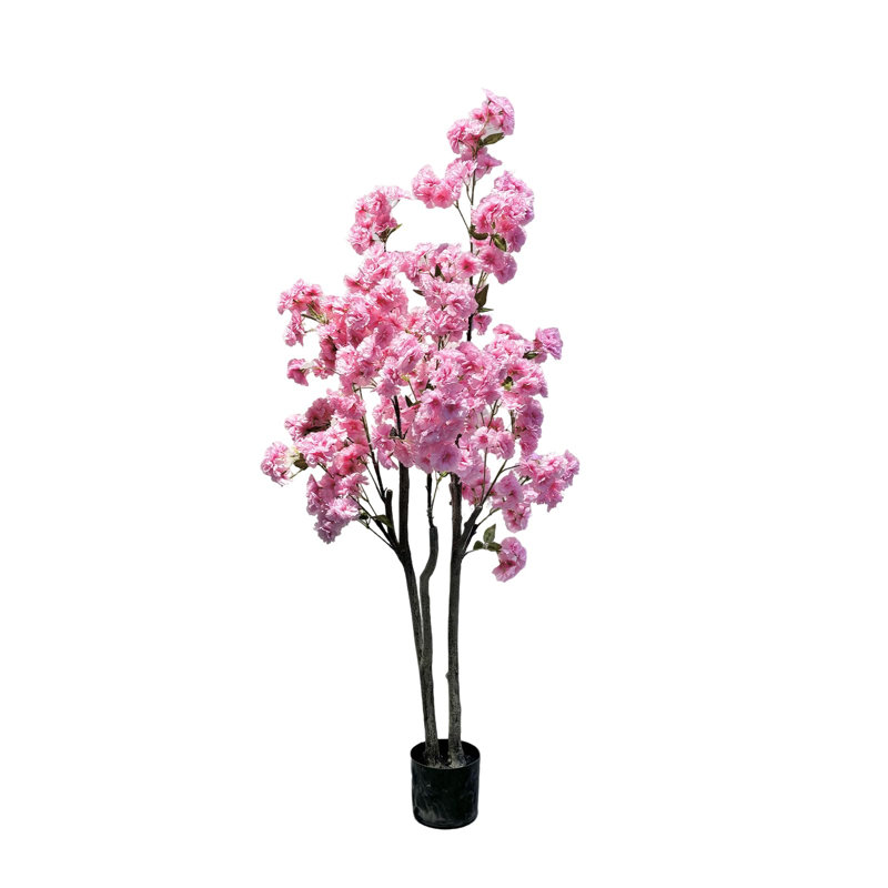 Cerisier artificiel avec tronc texturé et fleurs réalistes