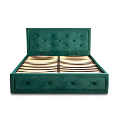 Kurtz Upholstered Velvet Lift Up Storage Bed with Mattress