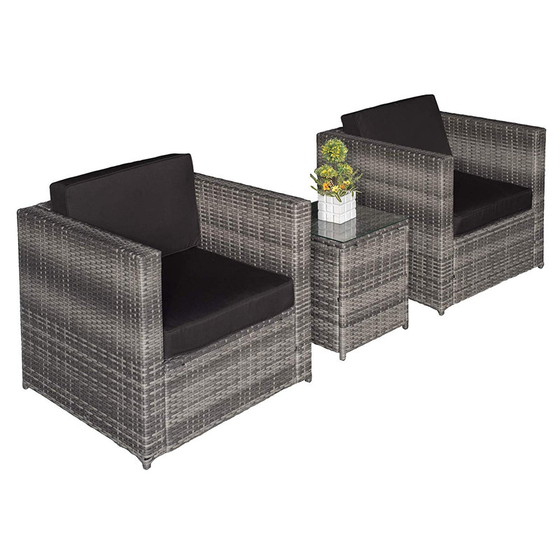 Alyce 2 Seater Rattan Conversation Set, Grey