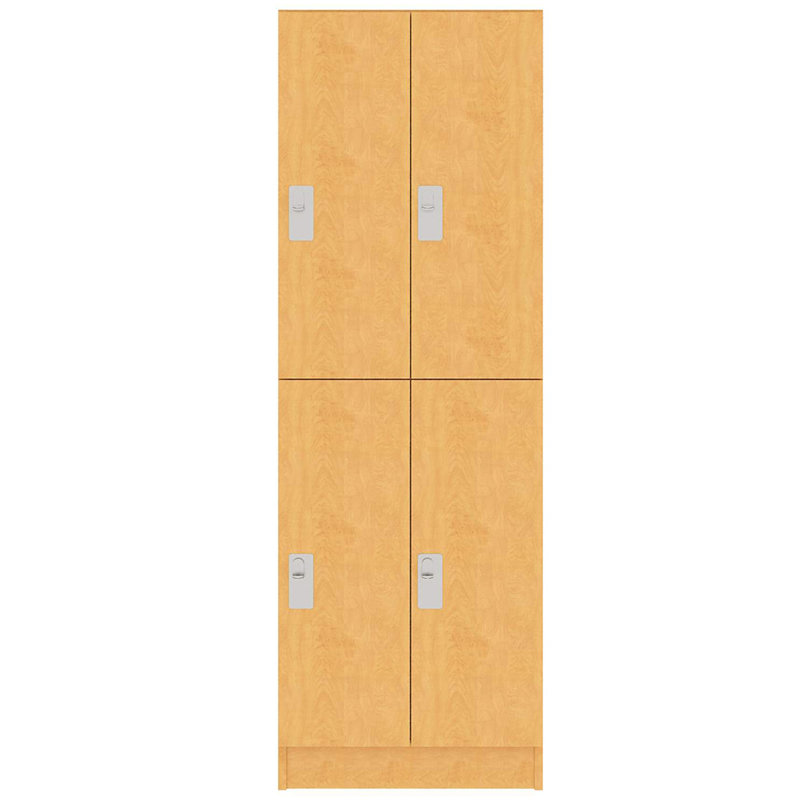 Armoire de salle de classe triple à six compartiments avec porte, 72" H x 24" W x 17" D, 4, Érable