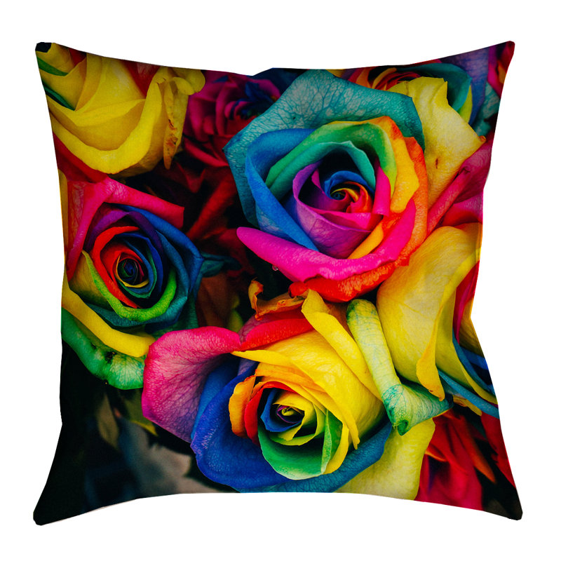 Floral Outdoor Reversible Throw Pillow, 16" x 16"