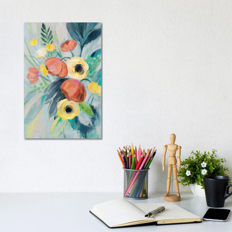 «Colorful Elegant Floral II» par Silvia Vassileva, reproduction d'art, Pas de tapis, Toile tendue