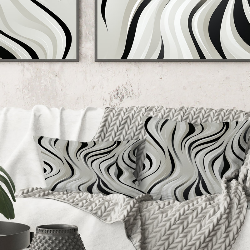 Coussin décoratif noir et blanc à imprimé zébré noir et blanc