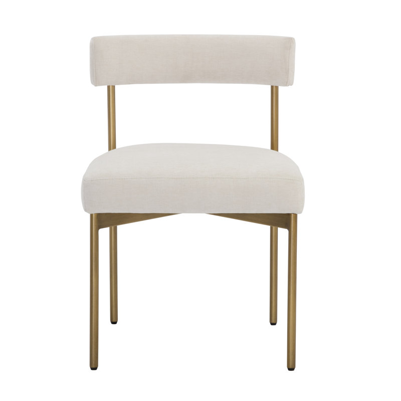 Chaise rembourrée H 19,75 po Freida, Crème, Doré