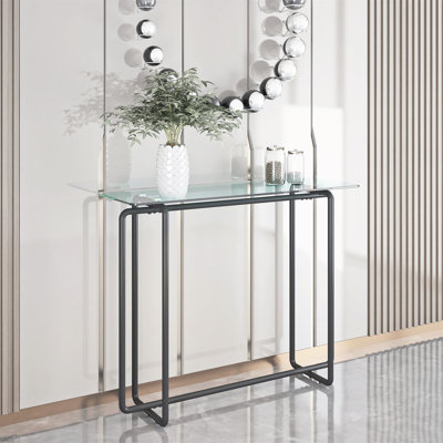 Console avec pied de table rectangulaire en verre trempé rectangulaire