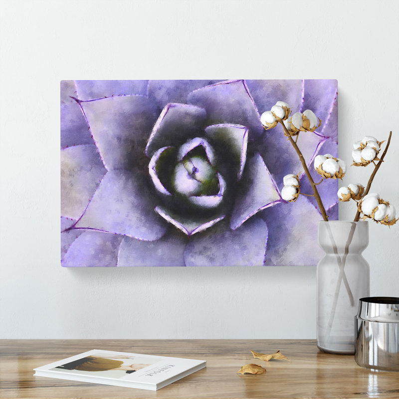 Lilac Succulent Plant - Wrapped Canvas, 50cm H x 76cm W x 3cm D