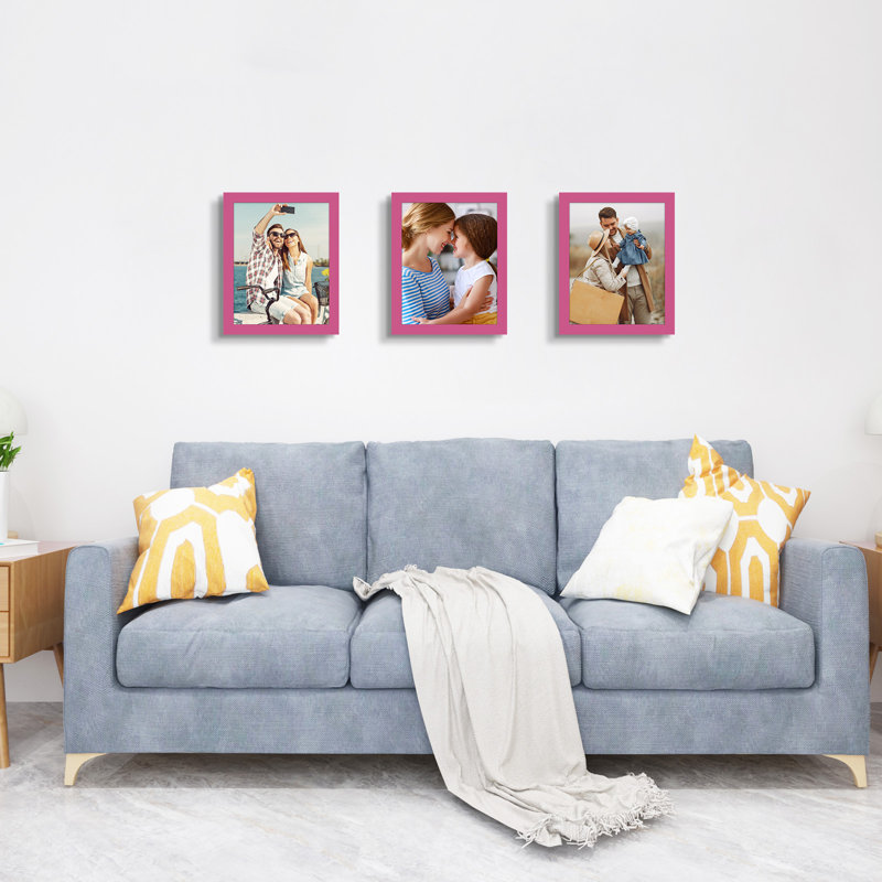 Cadre photo collage, ensemble de 3, Rose profond, L 8 po x H 10 po