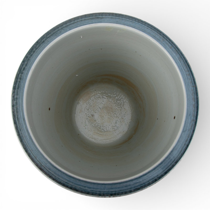 Antique Finish Porcelain Pot Blue Flower And Leaf