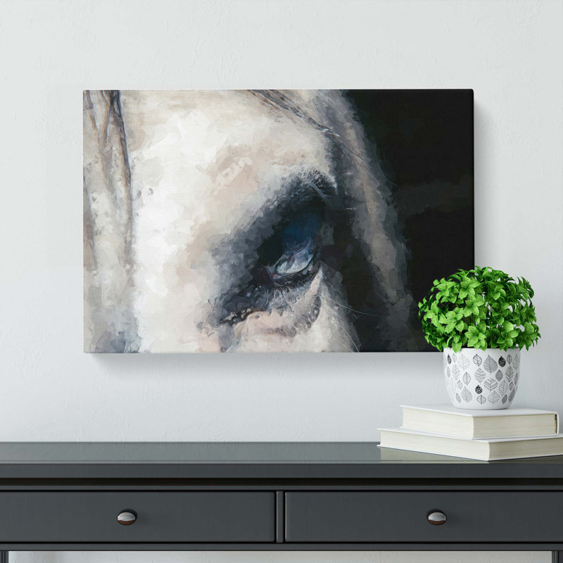 Eye Of A White Horse In Abstract - Wrapped Canvas Print, 60cm H x 91cm W x 3cm D