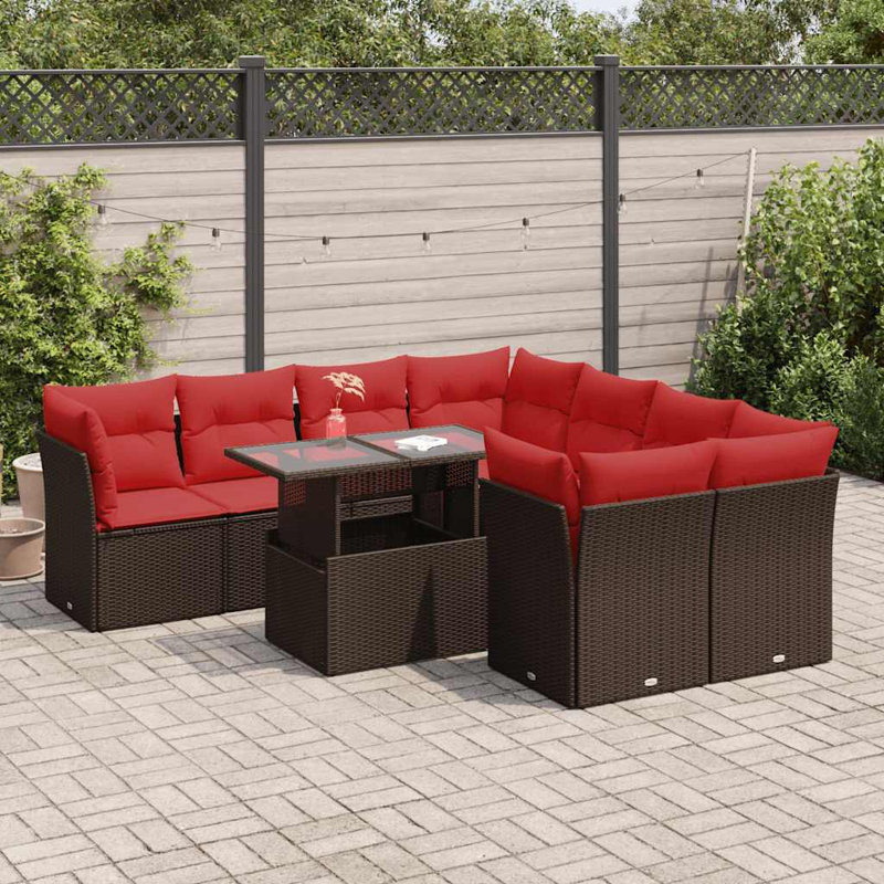 Wicker 8 - Person Garden Lounge Set with Cushions