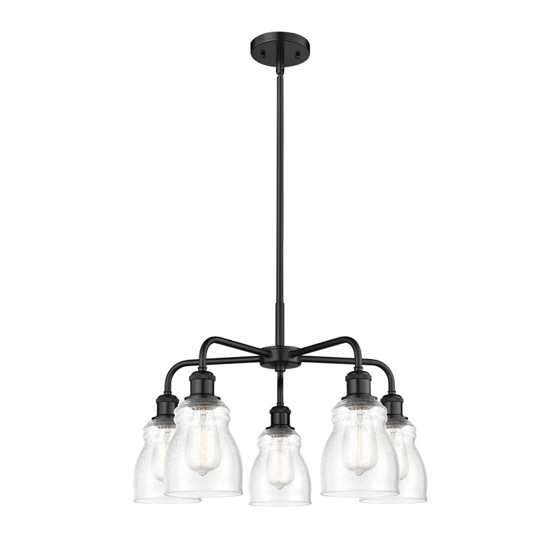 Lustre en forme de cloche à intensité variable en acier à 5 lumières Penaflor, Noir mat