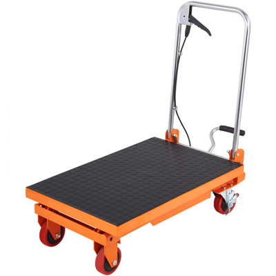 Hydraulic Lift Table Cart, 330lbs Capacity 28.5" Lifting Height, Manual Single Scissor Lift Table with 4 Wheels and Non-slip Pad