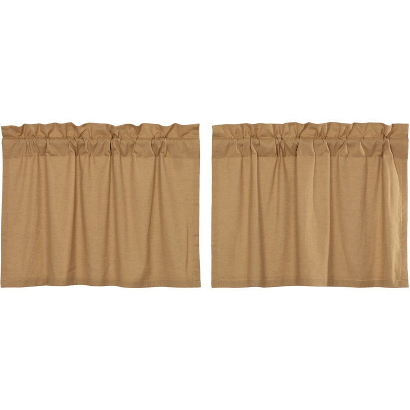 RuckeR Cotton Blend Tailored Cafe Curtain, 36" W x 24" L, Khaki