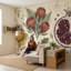 Papier peint botanique rétro avec illustration florale amovible de grenade-278627614-278627615