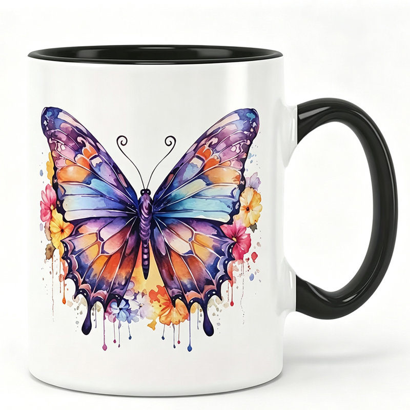 Charming Butterfly Ceramic Mug, Perfect for Coffee & Water, Unique Gift Idea for Friends.