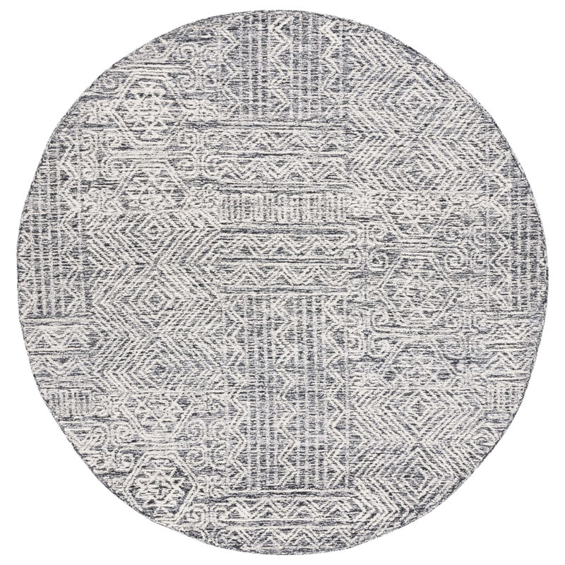 Amzie Hand Tufted Wool Southwestern Rug, Round 6'
