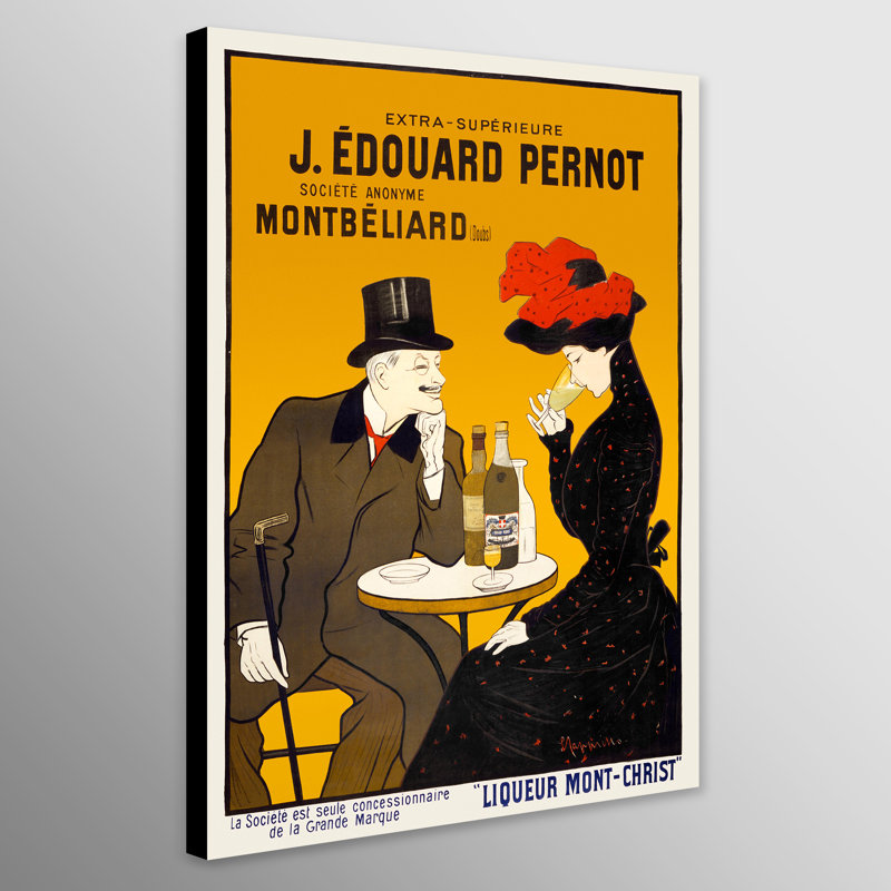 Man And Woman At A Cafe by Leonetto Cappiello - Wrapped Canvas Art Prints, 31 cm H x 21 cm W