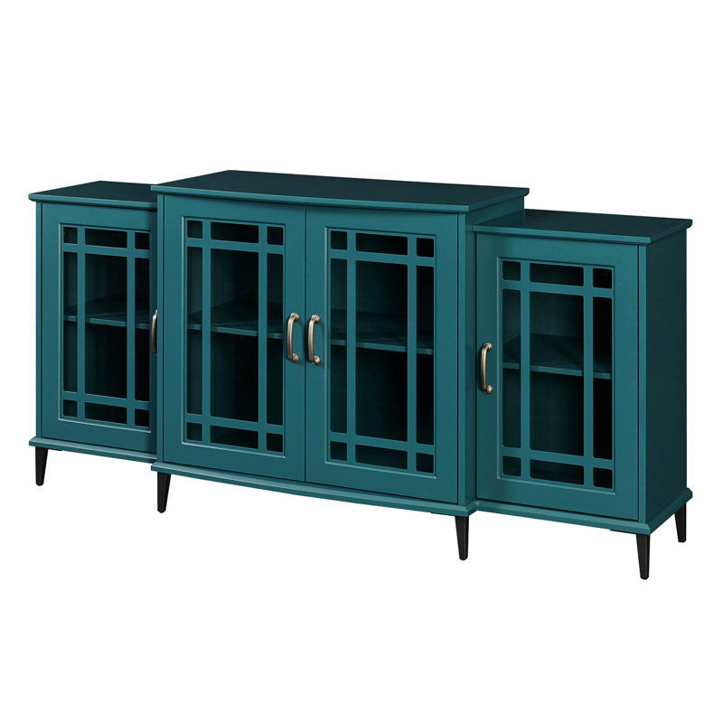 Armoire 62 "pour téléviseur et rangement en bleu sarcelle, faite de buffet bleu