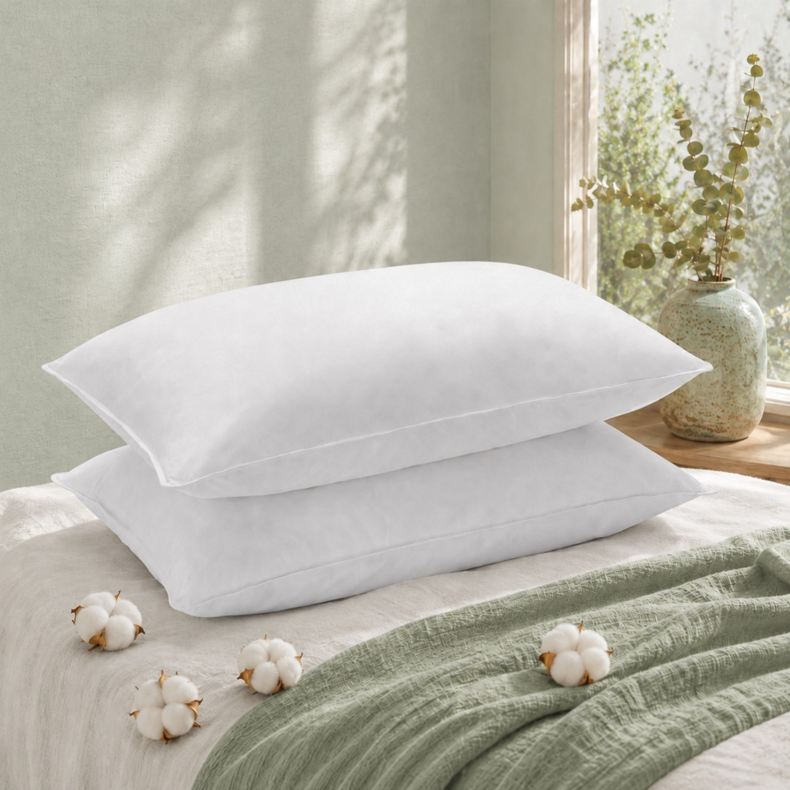 Medium Feather Down Pillow, Queen, White