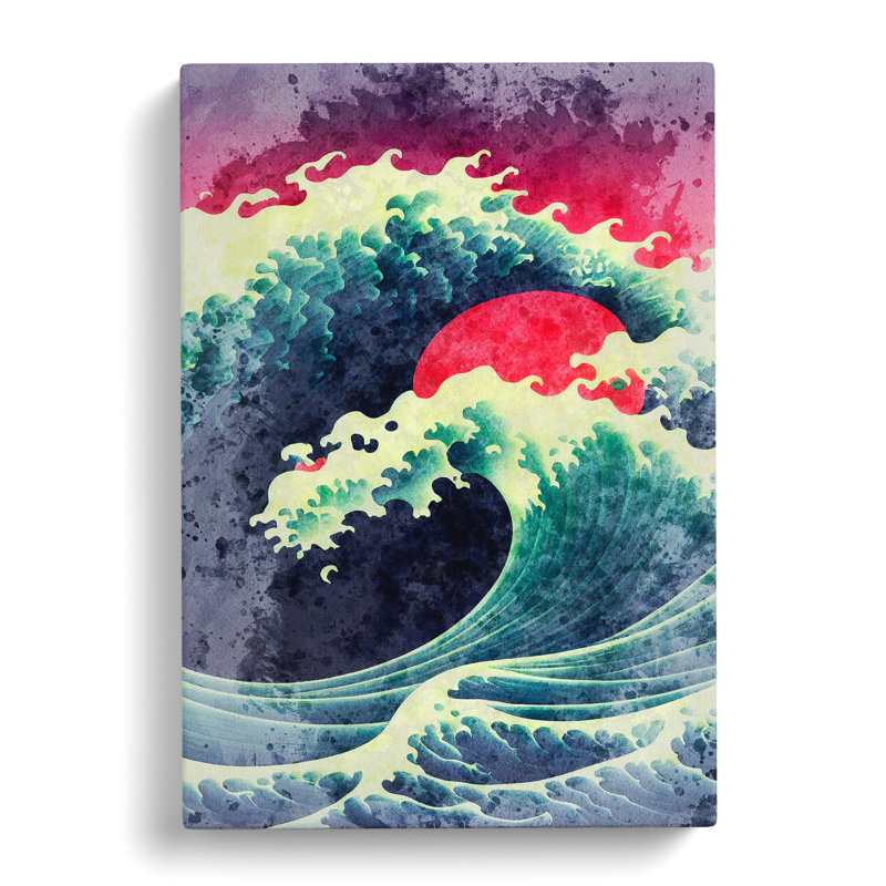 Watercolour Japanese Wave No.2 - Wall Art, Wrapped Canvas, 76cm H x 50cm W, No Matte