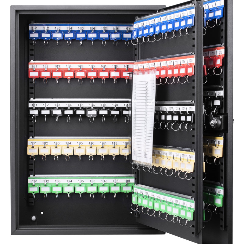 Gray Steel Key Cabinet For 200 Keys - Adjustable , Lock, Wall Mount, Colorful Tags Organized Keeping Adjustable, Convenient Organization