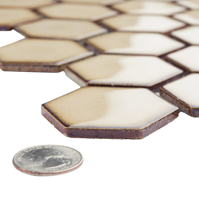 Hudson Due 2" x 2" Hex Porcelain Mosaic Wall & Floor Tile, Caffe