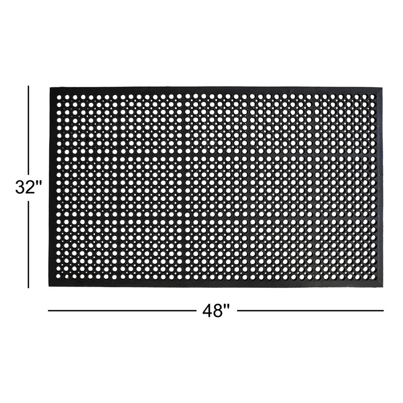 Rummond Open Circle Rubber 60 in. x 36 in. Non-Slip Outdoor Door Mat, 0.3" H x 48" L x 32" W