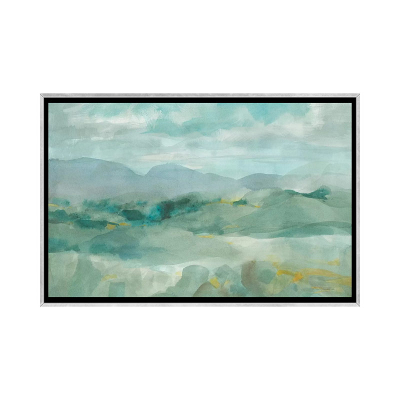 « Green Mountain View » par Danhui nai-impression, Toile avec cadre argenté, Pas de tapis, H 32 po x l 48 po x 1,5 po