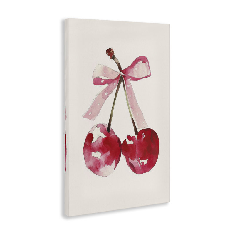 Mod Mod Cherries Tied in Bow Canvas, design par LSR Creative Studio, H 24 po x l 16 po