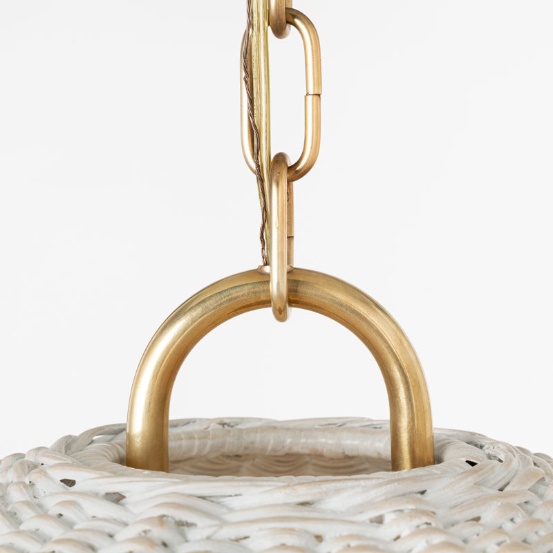 Nancy 3 - Light Pendant, 22.25" H x 18.75" W x 18.75" D, White Wicker, Soft Brass