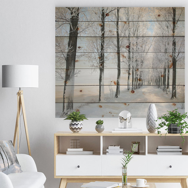 Paysage, forêt d'hiver, photographie sur toile - Winter Forest Lane, H 8 po x l 12 po x P 1 po, Bois