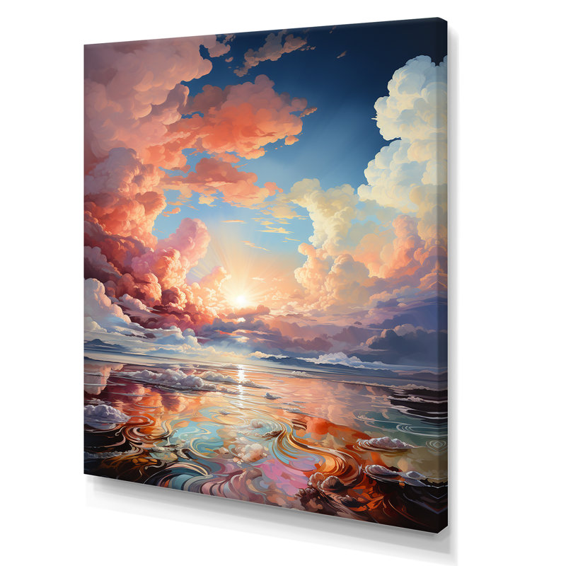 «Clouds Sunset», impression à l'encre liquide sur toile VI, H 32 po x l 16 po x P 1 po, Toile tendue