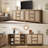 Rattan Farmhouse Credenza With Drawers & Doors – Caramel Oak
