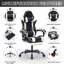 Fauteuil de jeu noir et blanc, avec repose-pieds, fauteuil d'ordinateur ergonomique, avec appui-tête et support lombaire, fauteuil de jeu vidéo à hauteur réglable pour adultes