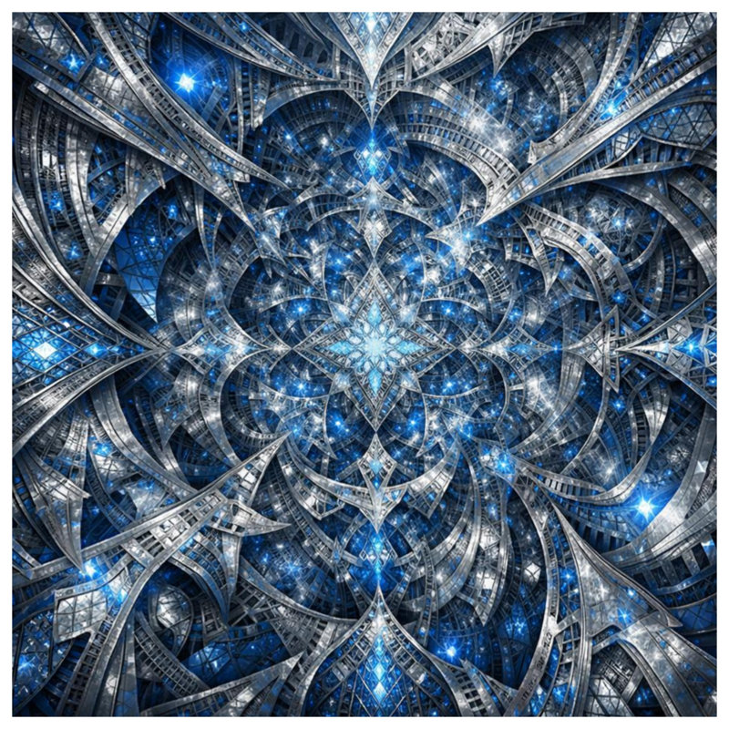 Intricate Blue Fractal Art Canvas Gallery Wrap in Many Sizes, 11 x 14 inches