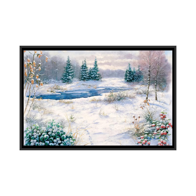 «Winter Time», reproduction rectangulaire sur toile, H 18 po x l 26 po x P 1,5 po, Pas de tapis, Toile avec cadre noir