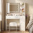 Makeup Vanity Dressing Table with Lighted Mirror & Power Outlet Charging Station, 3-Color Lighting, Drawers & Storage Cabinet-33738175
