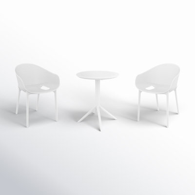 Farrah 24'' Round 2 - Person Bistro Set with Round Stacking Chairs