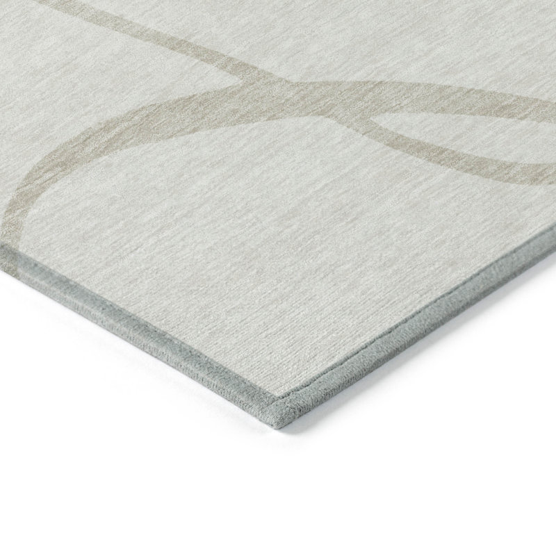 Tapis extérieur lavable abstrait ivoire et beige 5 pi x 8 pi